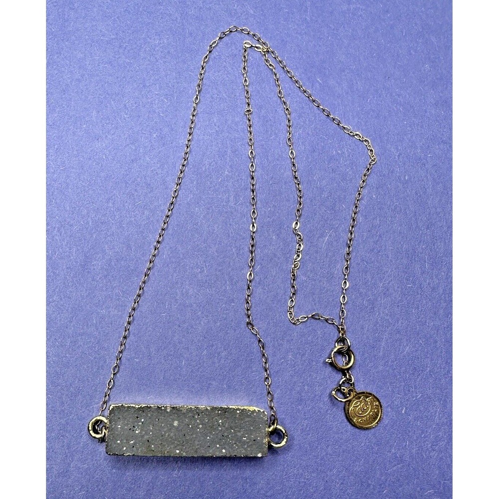 Cadyn and Charlie 1/20th 14k GF Necklace Druzy Quartz Agate Gray 18" Stunning